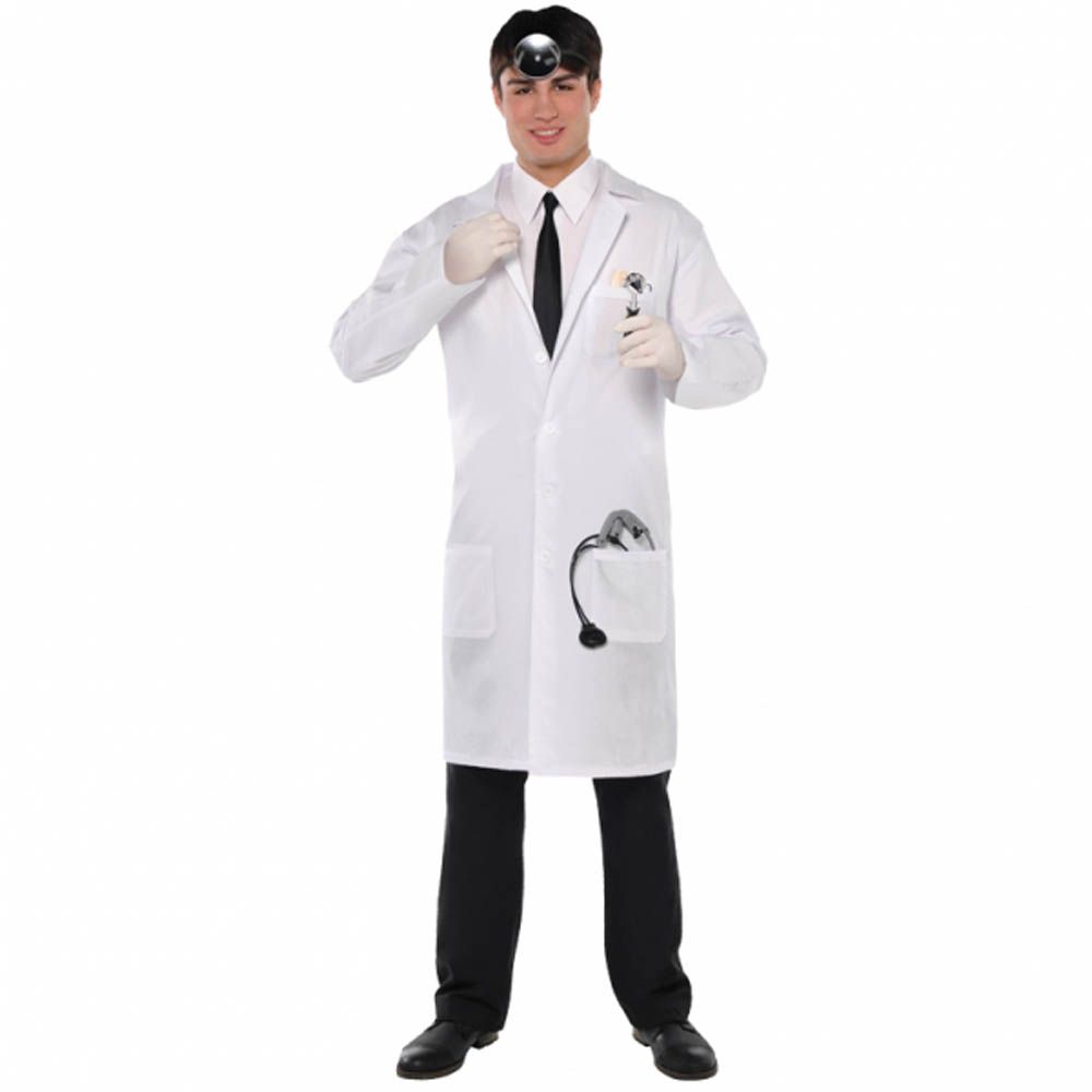 Adult Men's Doctor White Lab Coat Halloween Fancy Dress Costume